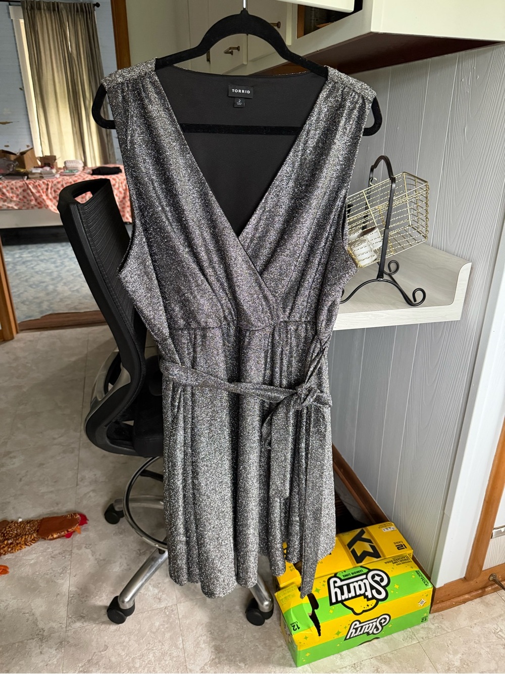 torrid Silver Shimmer Wrap Mini Dress